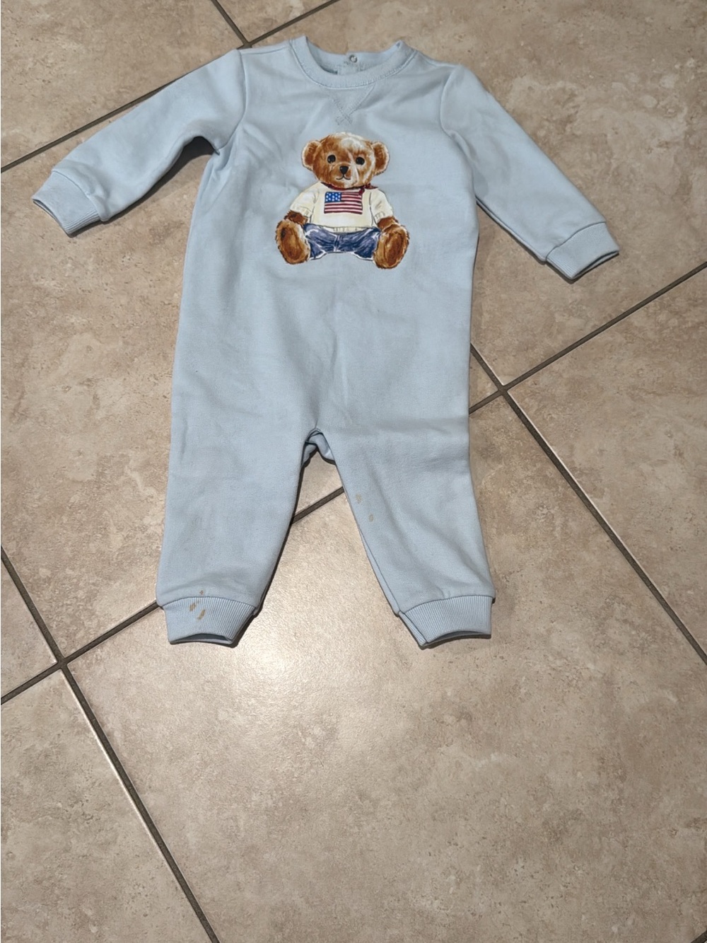 Polo by Ralph Lauren Light Blue Teddy Bear One-Piece